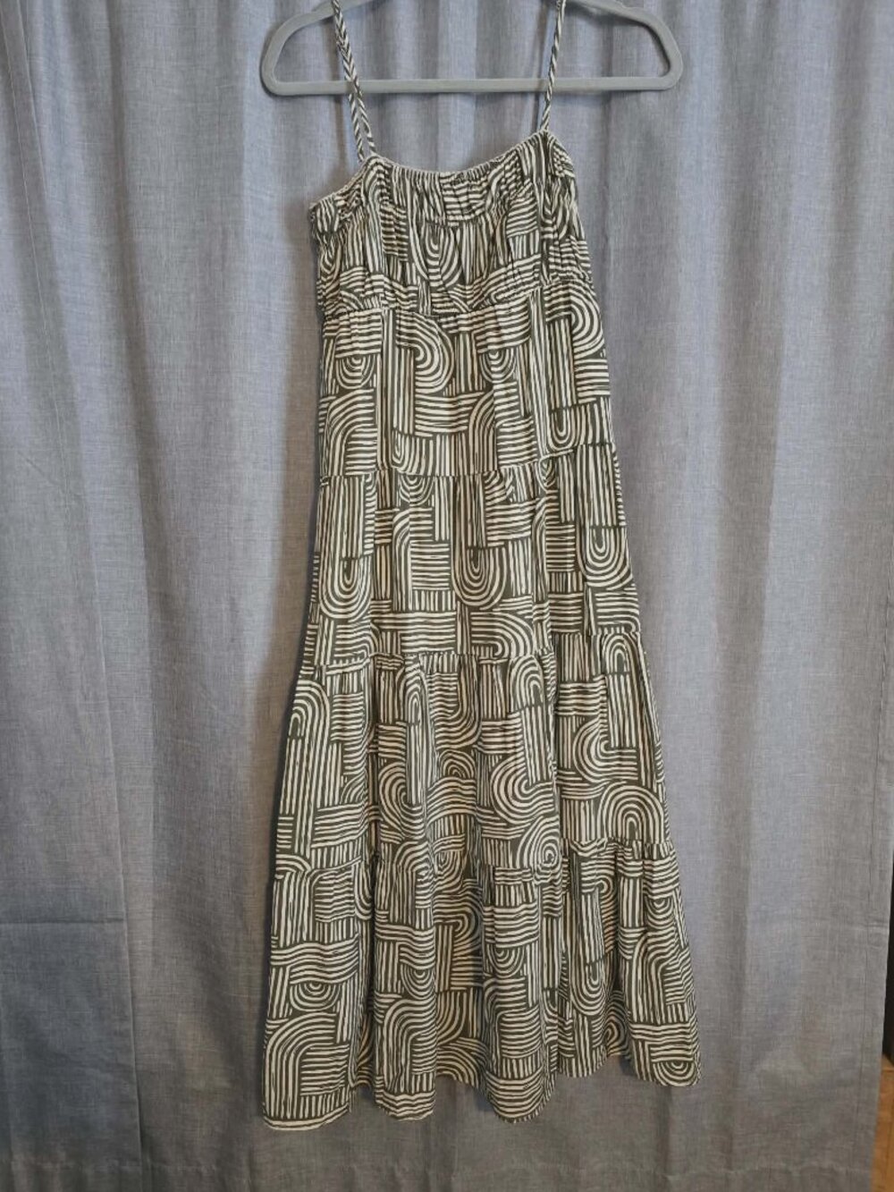 Green and White Geometric Maxi Dress